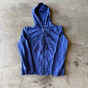 Vintage Juicy Couture Style Y2K Blue Full Zip Embroidered Hoodie Jacket